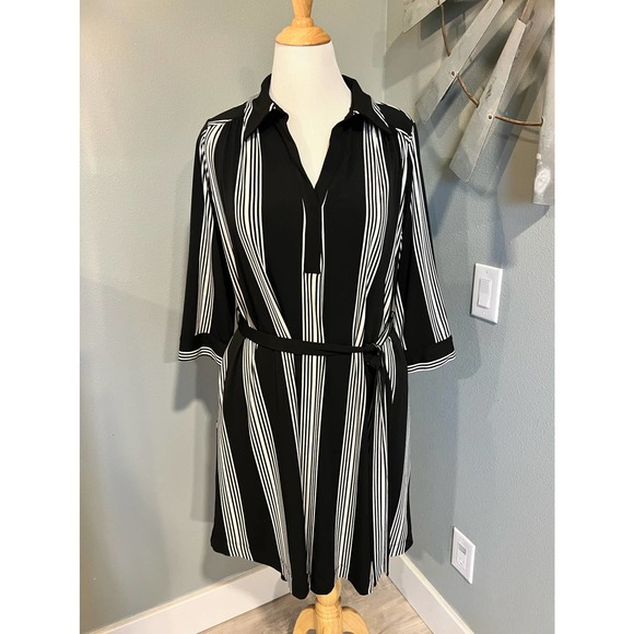 INC International Concepts Dresses & Skirts - Black and White Striped Shirt Dress
